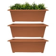 thumbnail image 1 of Bloem Dayton 27" Wide Plastic Planter Box - 100% Recycled Plastic Outdoor Rectangular Pot for Deck, Patio & Porch, Terra Cotta, 3-Pack, 1 of 7
