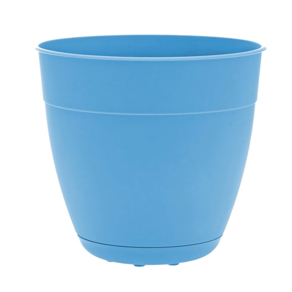 Bloem Dayton 6" Plastic Planter - 100% Recycled Plastic Indoor/Outdoor Garden Pot with Drainage Holes & Saucer Tray, Ocean Blue