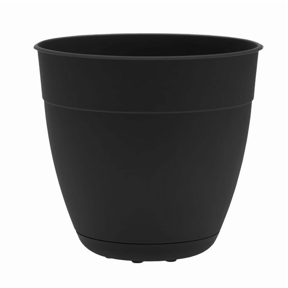 Bloem Dayton 8" Plastic Planter - 100% Recycled Plastic Indoor/Outdoor Garden Pot with Drainage Holes & Saucer Tray, Black