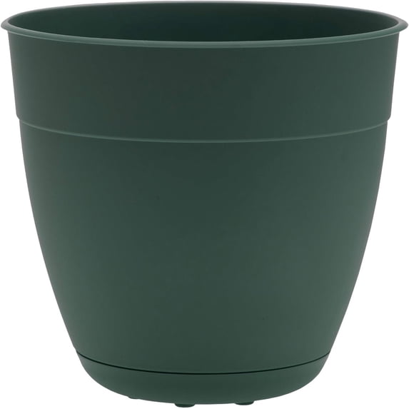 Bloem Dayton Planter 6” x 6” x 5.75” Round Turtle Green Plastic with Saucer, 1PCS