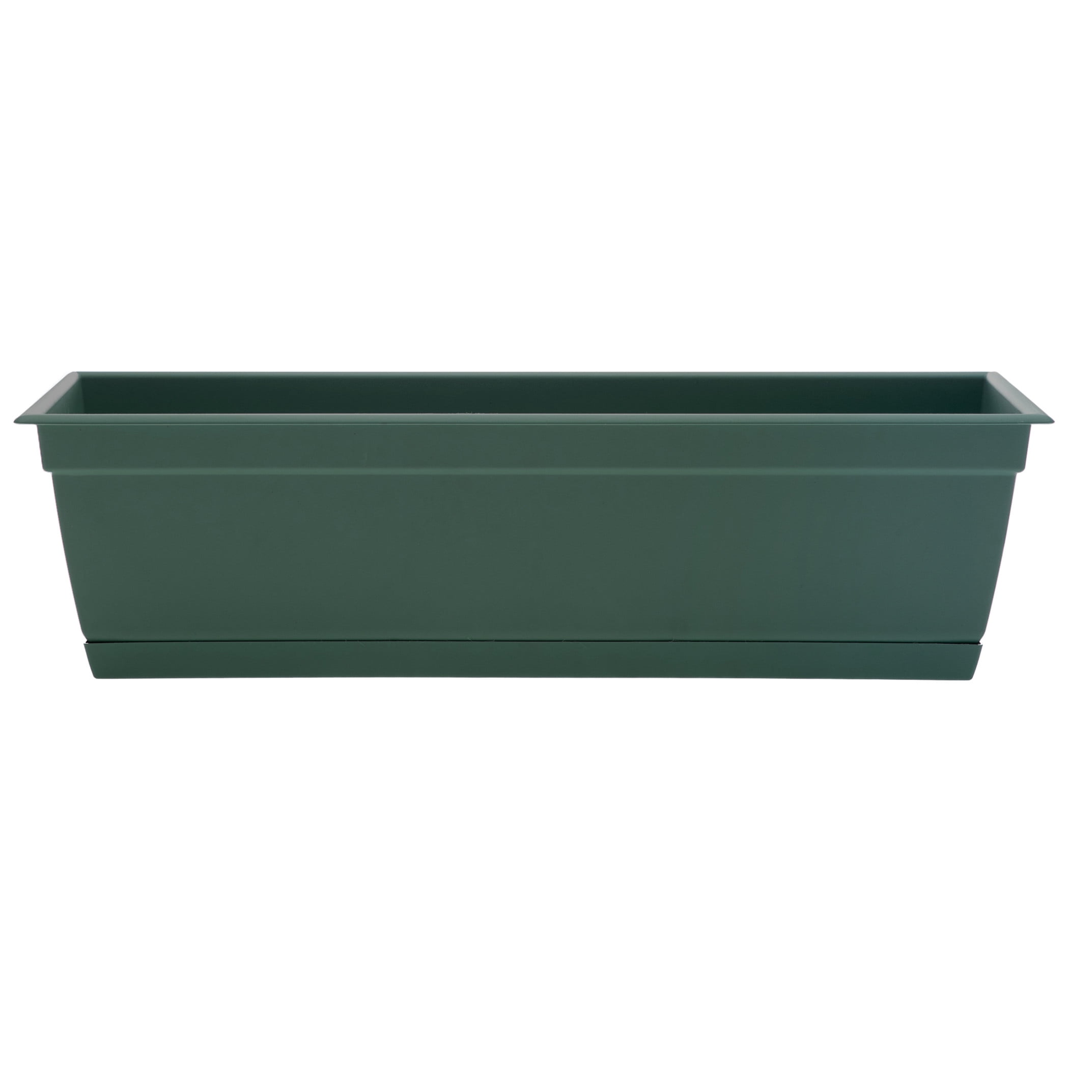 Bloem Dayton 24" Plastic Window Box Planter with Saucer Tray: 100% Recycled Plastic, for Window Sill & Ledge, Turtle Green