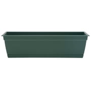 Bloem Dayton 24" Plastic Window Box Planter with Saucer Tray: 100% Recycled Plastic, for Window Sill & Ledge, Turtle Green