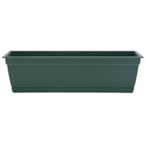 Bloem Dayton 24" Turtle Green Recycled Plastic Rectangle Window Box Planter with Saucer Tray for Indoor and Outdoor Gardening