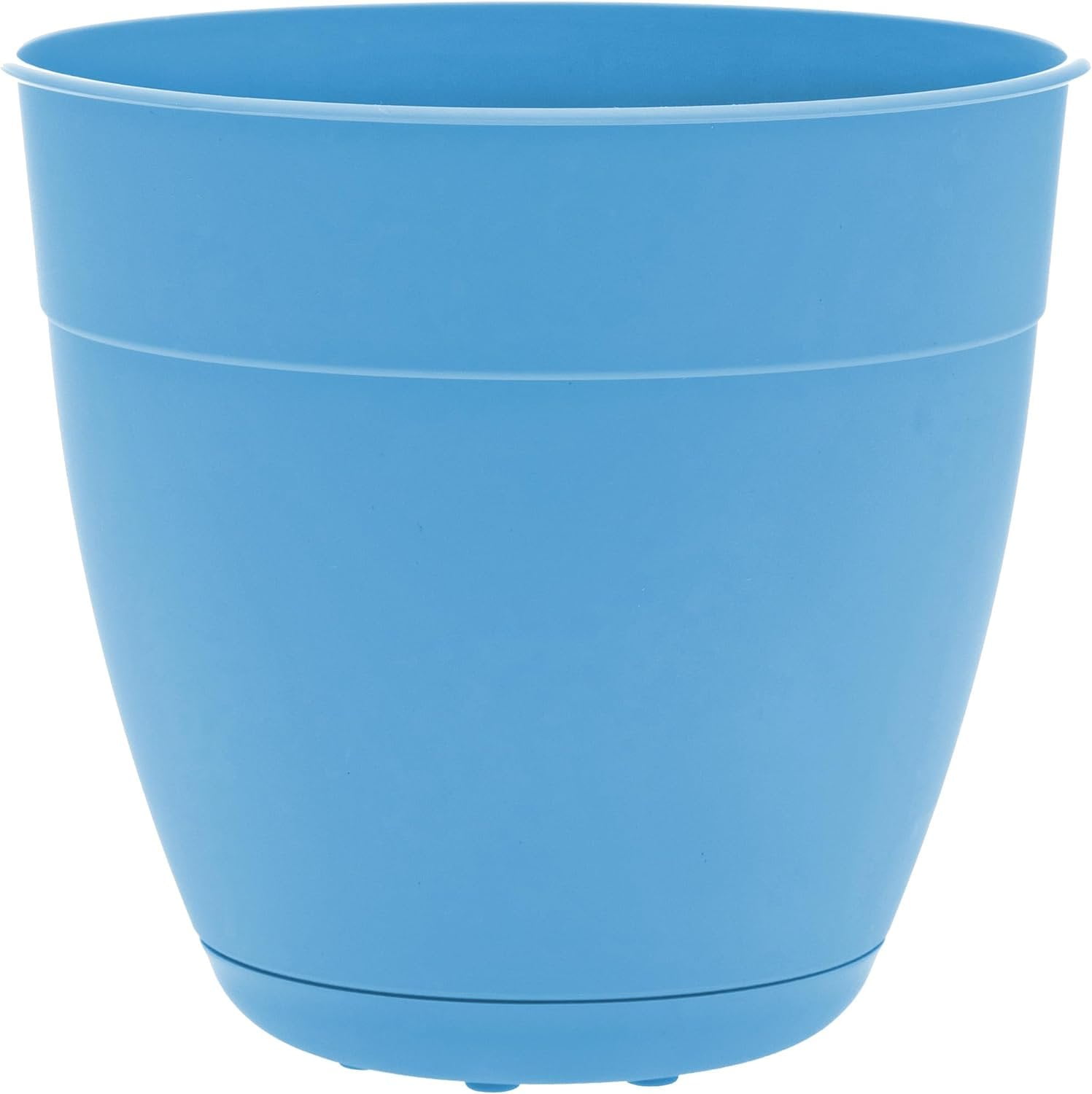 Ocean Blue Round Self-Watering Plastic Planter with Saucer
