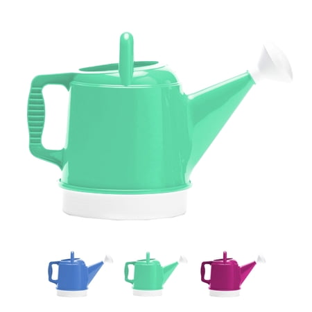 Bloem Deluxe 2 Gallon Plastic Watering Can - Indoor/Outdoor with 256 Fl Oz Capacity, Removable Nozzle, Shatterproof, Mint Green