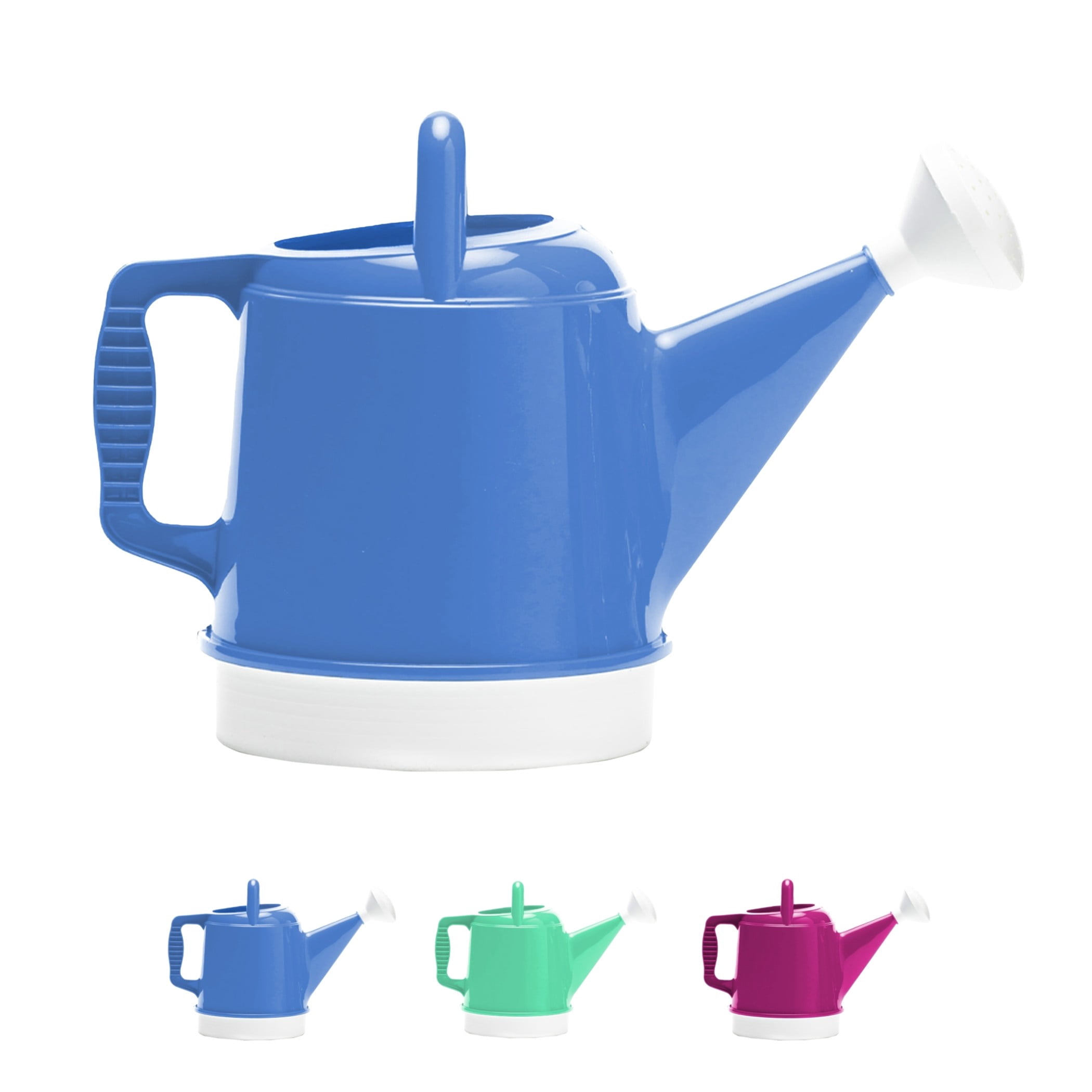 Bloem Deluxe 2 Gallon Plastic Watering Can - Indoor/Outdoor with 256 Fl Oz Capacity, Removable Nozzle, Shatterproof, Peri-Blue