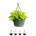 thumbnail image 1 of Bloem Dura Cotta 12" Basil Round Self Watering Hanging Basket Planter with Drainage with Macrame Cord Included, 1 of 5