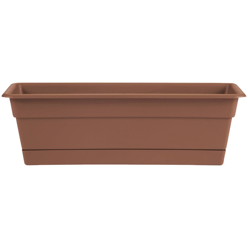 Terracotta Rectangular 24" Window Box with Drainage Holes & Saucer