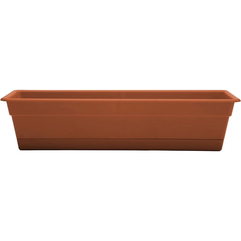 Bloem Dura Cotta 24 inch Terracotta Window Box Planter with Removable Tray