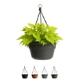 thumbnail image 1 of Bloem Dura Cotta 12" Peppercorn Round Self Watering Hanging Basket Planter with Drainage with Macrame Cord Included, 1 of 5