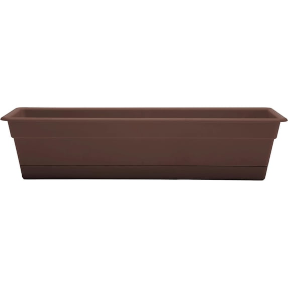 Bloem Dura Cotta Window Box Planter: 30" - Chocolate - Large Box with Tray, Weatherproof Resin Box, Removable Tray for Indoor & Outdoor Use, Gardening, 4 Gallon Capacity
