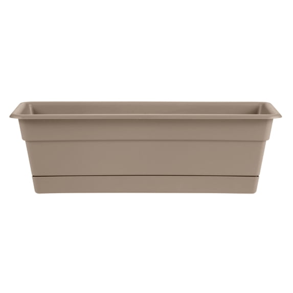 Bloem Dura Cotta Window Box Planter W/Tray 18 x 5.75 Plastic Rectangle Pebble Stone Beige