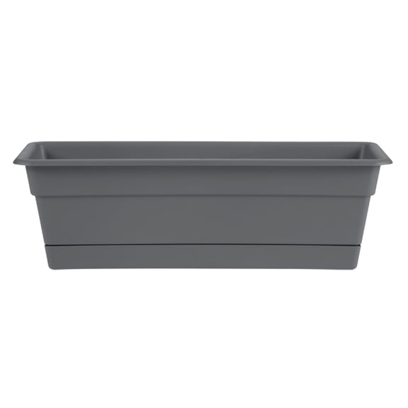 Bloem Dura Cotta Window Box Planter W/Tray 36 x 5.75 Plastic Rectangle Charcoal Gray