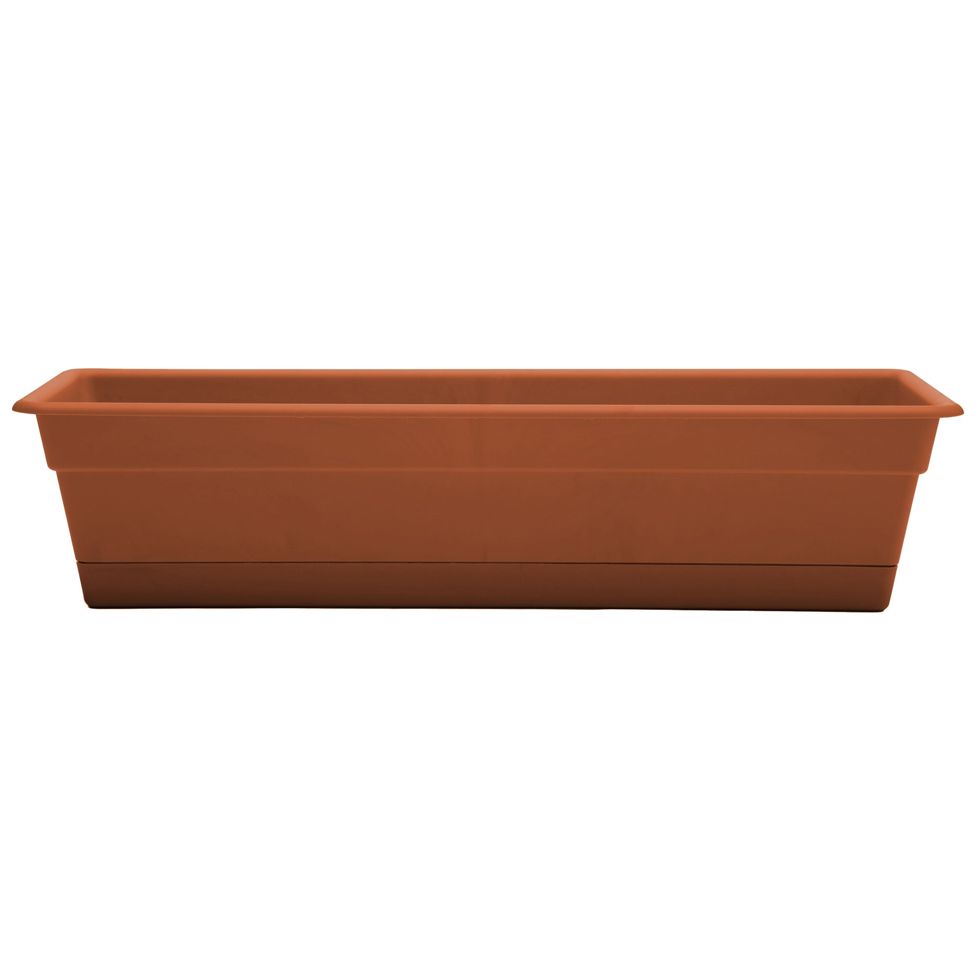 Terra Cotta Rectangular Plastic Window Box Planter with Tray