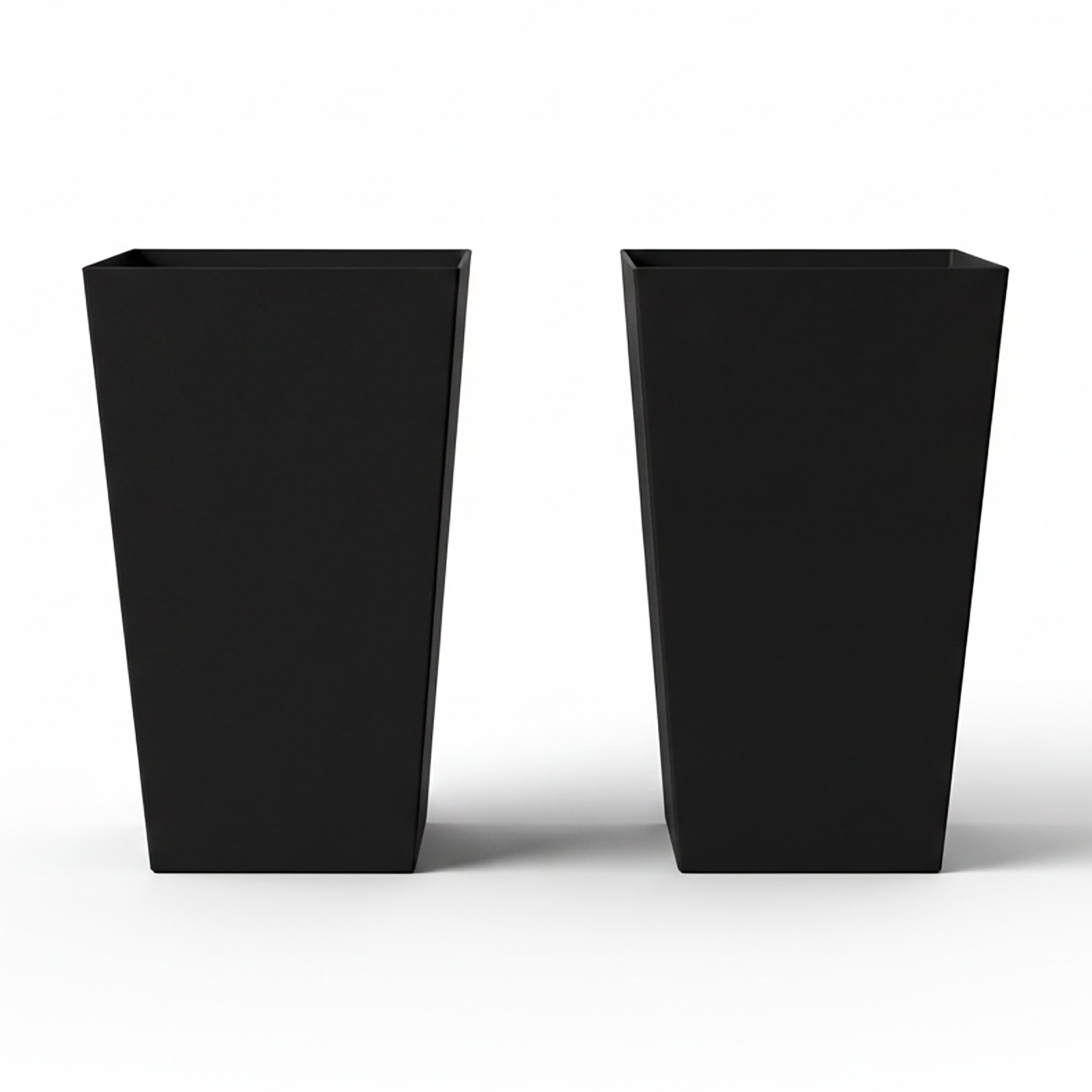 Bloem Finley 20" Tall Tapered Plastic Planter, Indoor/Outdoor, Black