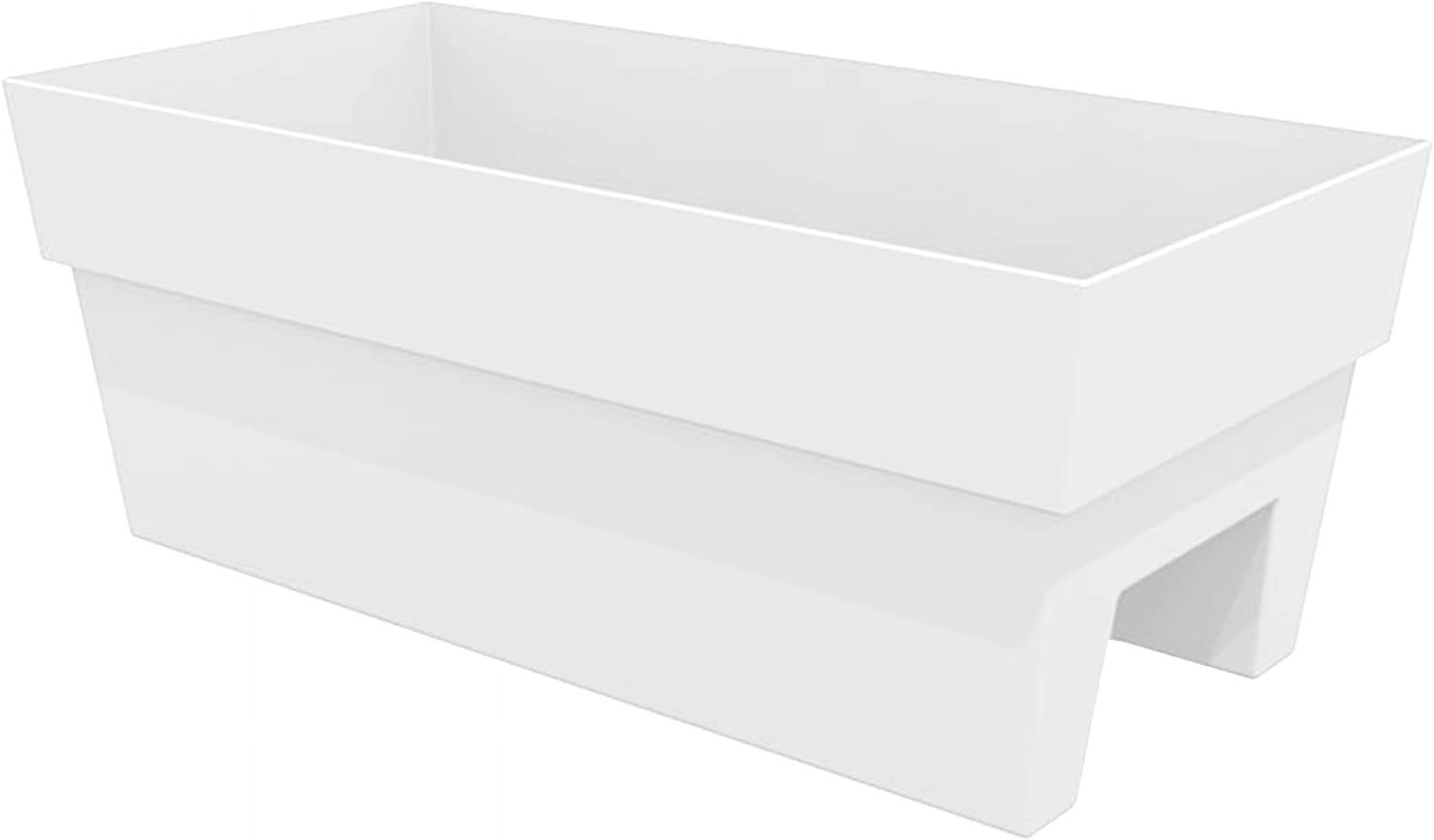Bloem Finley 24" Deck Rail Rectangle Planter Window Boxes, Casper White