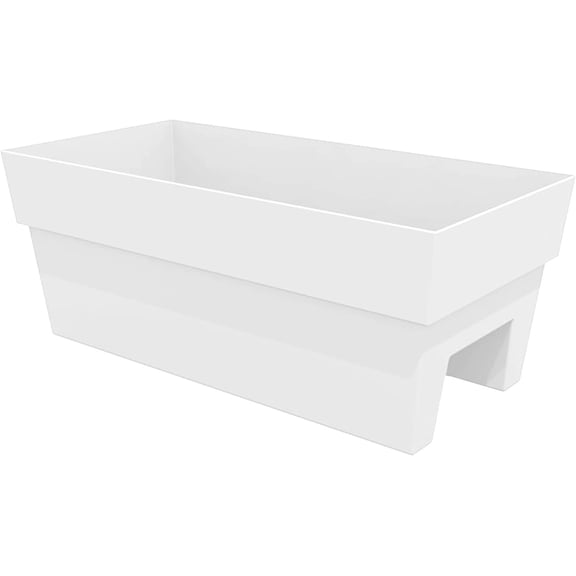 Bloem Finley 24" Deck Rail Rectangle Planter Window Boxes, Casper White