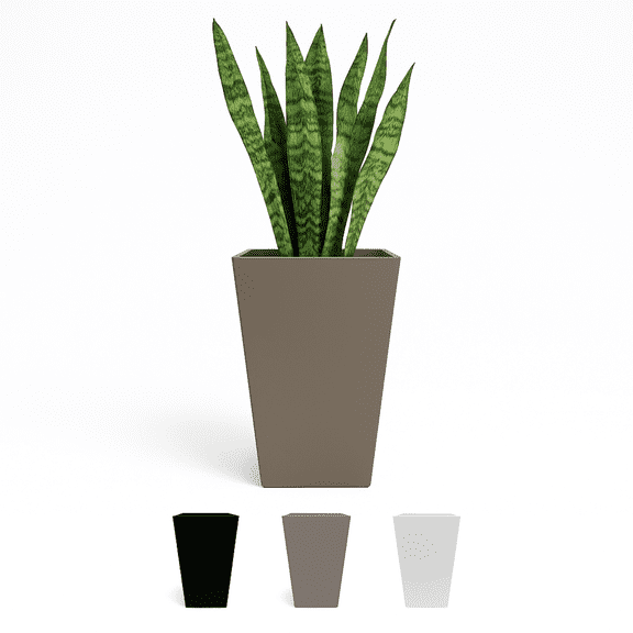 Bloem Finley 20" Tall Tapered Recycled Plastic Planter, Indoor/Outdoor, Peppercorn