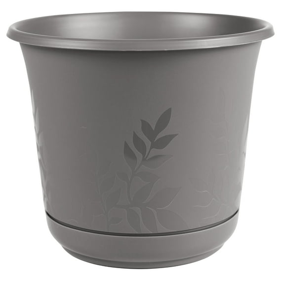 Bloem Freesia 8.5" x 8.5" x 7.5" Round Charcoal Gray Resin and Plastic Plant Planter