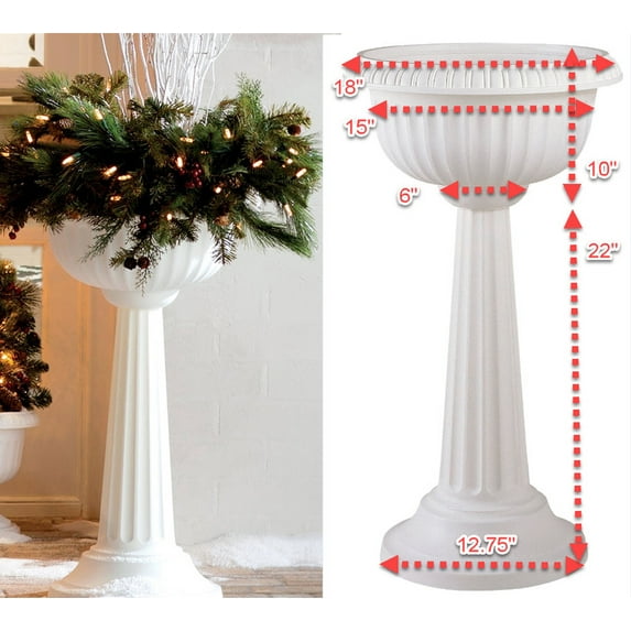 Bloem Grecian Urn Pedestal Planter 18" x 32" White