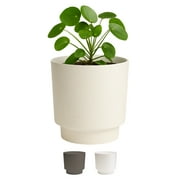 Bloem Harlow 10" Round Resin Planter - Indoor and Outdoor, Lightweight, UV-Resistant, Garden Pot, Vanilla Bean