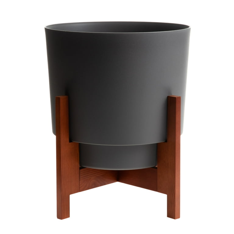 Bloem 11 in. H X 12 in. W X 12 in. D Wood-Resin Hopson Planter with Stand Charcoal Bloem 11 in. H X 12 in. W X 12 in. D Wood-Resin Hopson Planter with Stand Charcoal