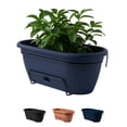 thumbnail image 1 of Bloem Lucca 18" Self-Watering Resin Balcony Box Planter with Metal Hanger for Railings, Navy, 1 of 4