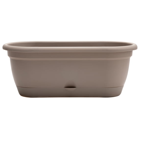 Bloem Lucca 18" Pebble Stone Self-Watering Oval Window Box Garden Planter Pot for Indoor and Outdoor Gardening