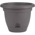 thumbnail image 1 of Bloem Lucca Self Watering Planter W/ Saucer 11 x 8.75 Plastic Round Charcoal Gray, 1 of 6