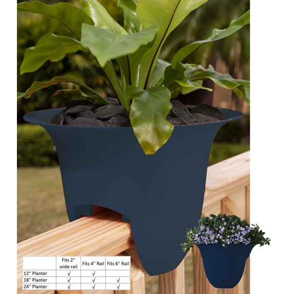 Bloem Modica Deck Rail Planter 18" Deep Sea