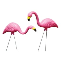 Bloem 2 Pack Pink Flamingos Large 14" x 12" Yard Decorations, Resin Lawn Ornament Stakes with Stainless Steel Legs