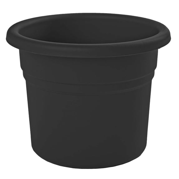 Bloem Posy 12" Round Plastic Planter, UV-Resistant Indoor/Outdoor Pot, Black