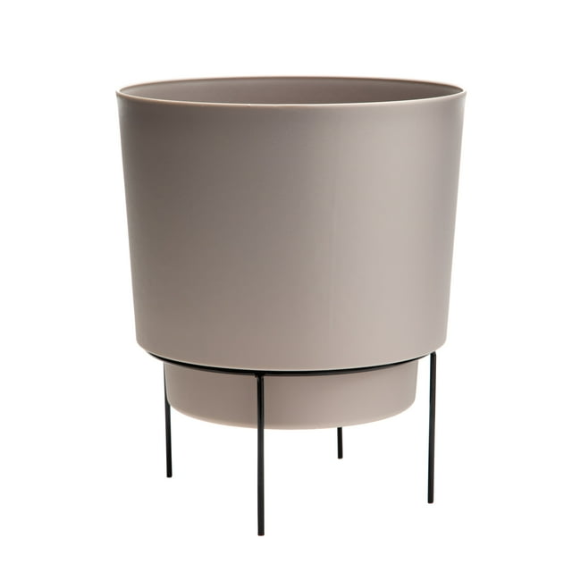 Bloem Powder Coated Round Polypropylene, Plastic and Resin Planter & Stand Set