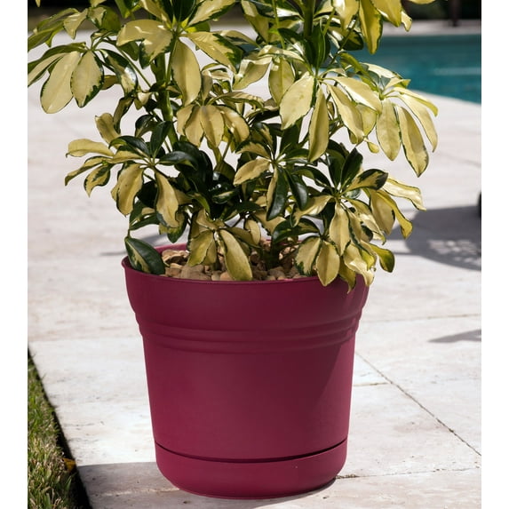 Bloem Saturn Planter with Saucer 14" Union Red