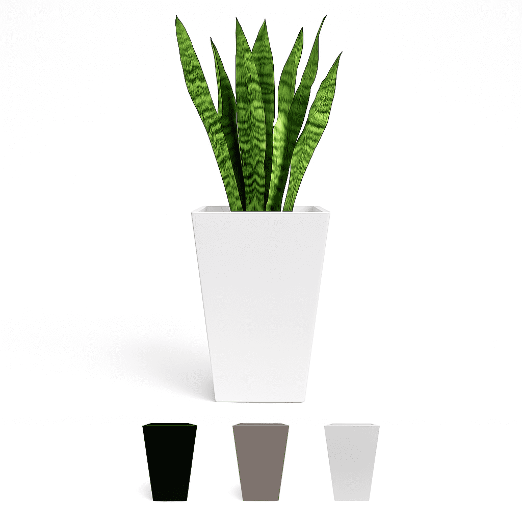 Bloem Finley 20" Tall Square White Plastic Resin Planter with Drainage Holes for Indoor and Outdoor Gardening