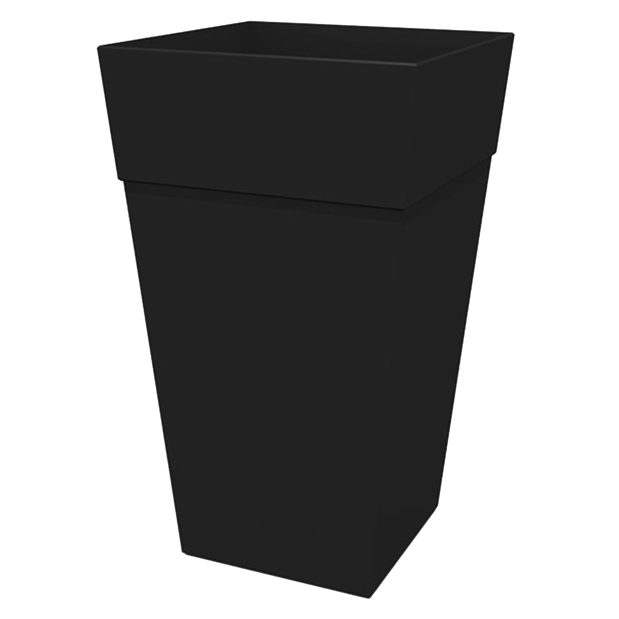 Tall Black Recycled Plastic Indoor/Outdoor Planter, 25"