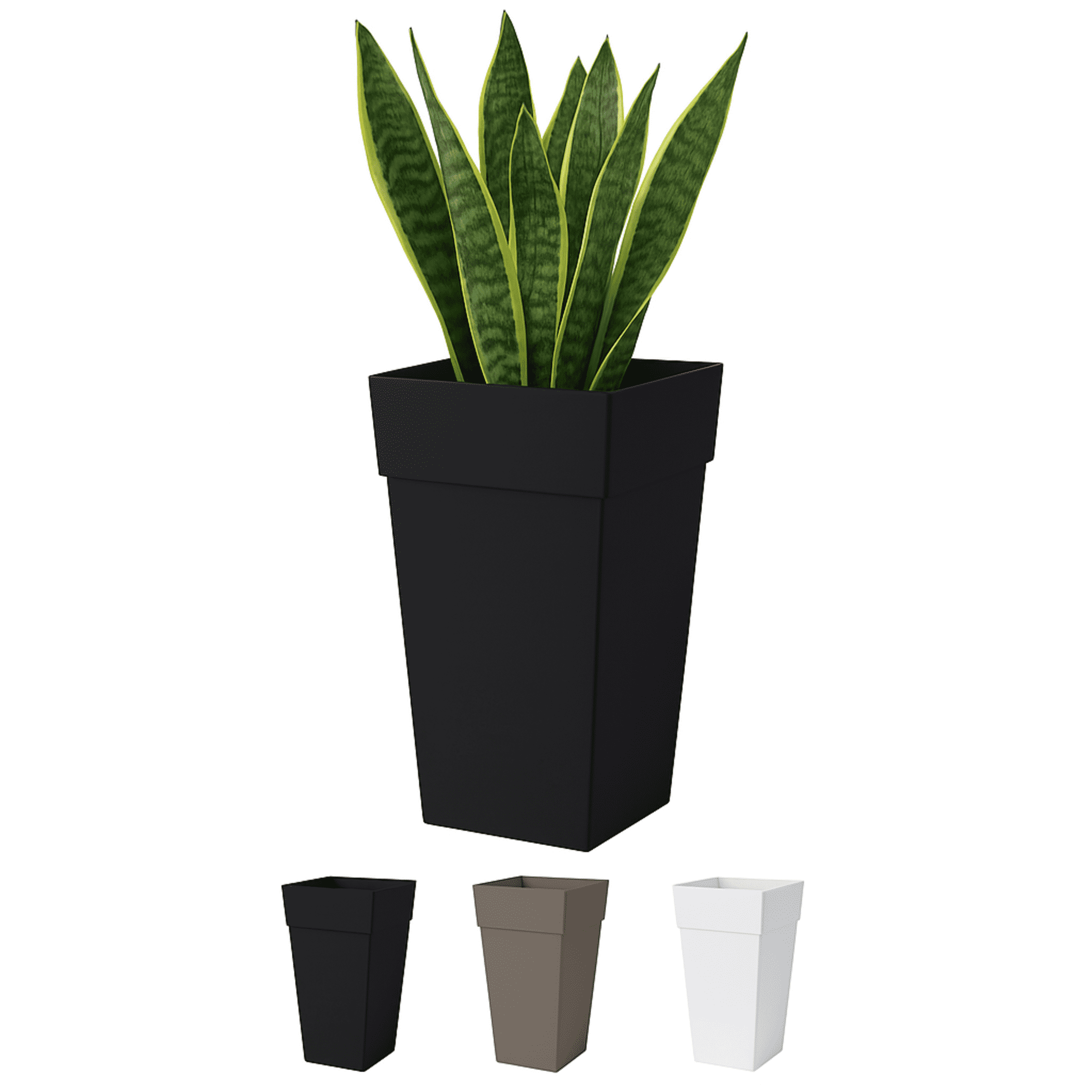 Bloem Finley 25" Tall Tapered Recycled Plastic Planter, Indoor/Outdoor, Black