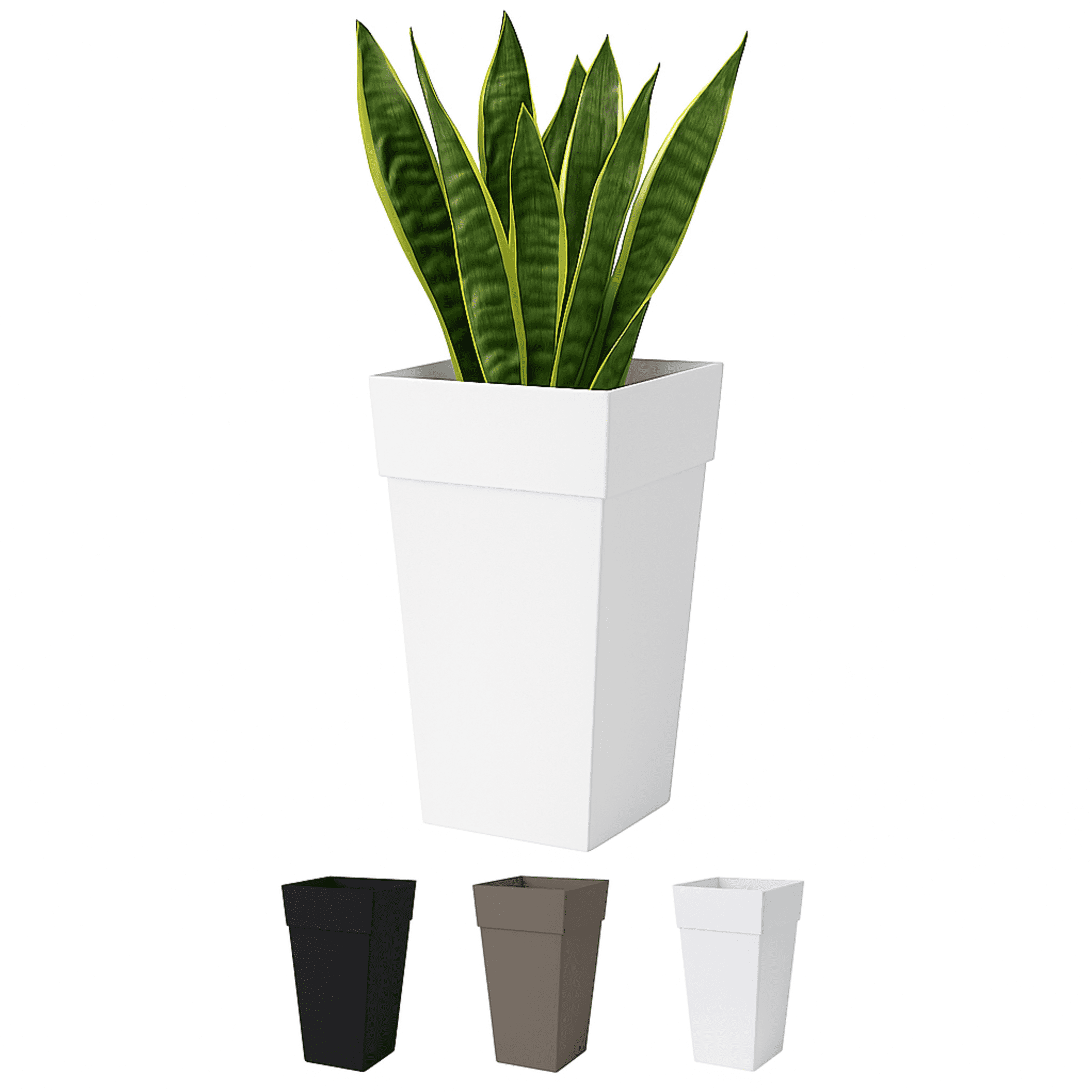 Bloem Finley 25" Tall Tapered Recycled Plastic Planter, Indoor/Outdoor, White