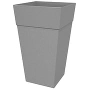 Bloem Finley 25" Tall Square Cement Plastic Resin Planter with Drainage Holes for Indoor or Outdoor Gardening