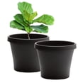thumbnail image 1 of Bloem Terra 16" Round Plastic Planter with Drainage Holes - Indoor/Outdoor, 8 Gallon Capacity, Lightweight Garden Pot, Black 2-Pack, 1 of 6