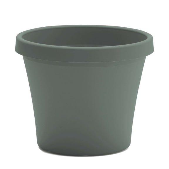 Bloem Terra 8" Diameter Round Resin Planter with Drainage Holes - Indoor, Outdoor, 1 Gallon Capacity, Lightweight, Fade-Resistant Garden Pot, Basil Green