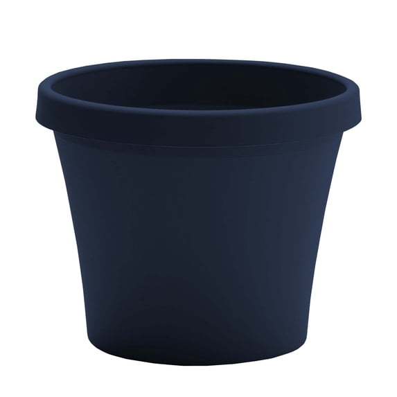 Bloem Terra 8" Diameter Round Resin Planter with Drainage Holes - Indoor, Outdoor, 1 Gallon Capacity, Lightweight, Fade-Resistant Garden Pot, Navy