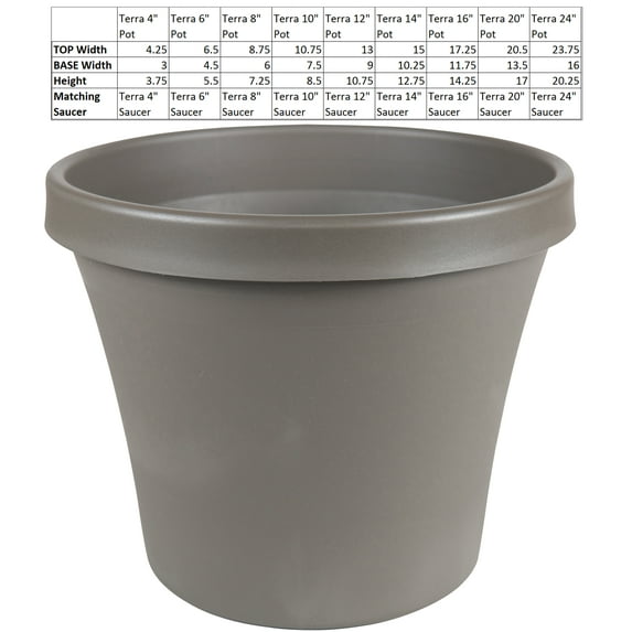 Bloem Terra Pot Planter 10 in. Peppercorn