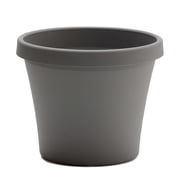 Bloem Terra 10" Round Plastic Planter with Drainage Holes - Indoor/Outdoor, 2 Gallon Capacity, Lightweight Garden Pot, Charcoal