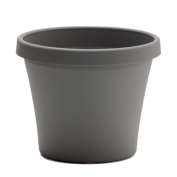 Bloem Terra 10" Round Plastic Planter with Drainage Holes - Indoor/Outdoor, 2 Gallon Capacity, Lightweight Garden Pot, Charcoal