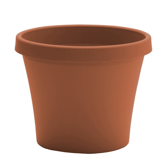 Bloem Terra 10" Round Plastic Planter with Drainage Holes - Indoor/Outdoor, 2 Gallon Capacity, Lightweight Garden Pot, Terra Cotta
