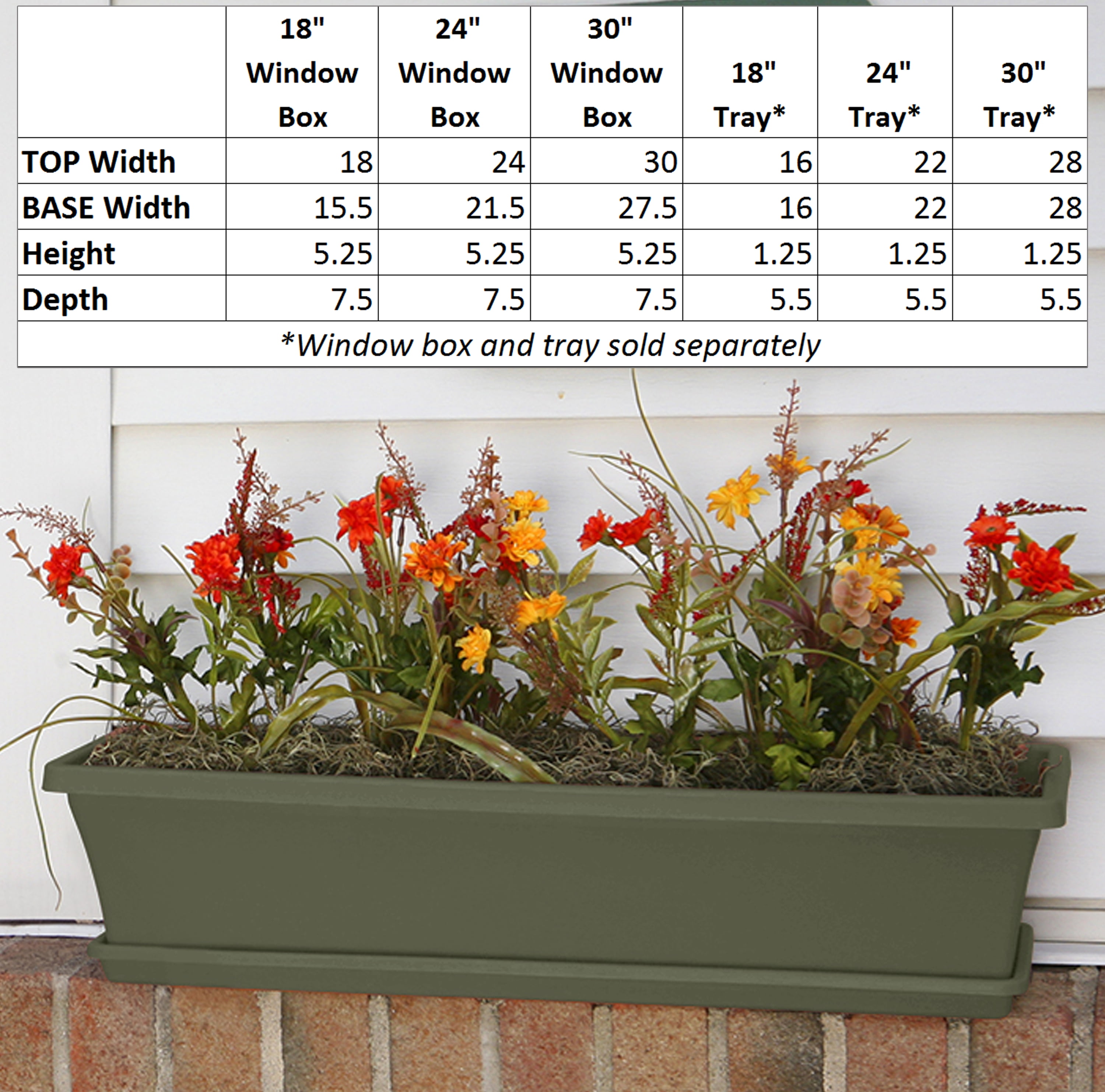 Bloem Terra Window Box Planter 18" Living Green