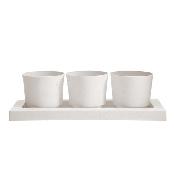 Bloem Trio-Fight Vanilla Bean 3 Planter Pots with Snap-in Saucer