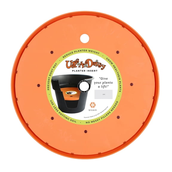 Bloem Ups-A-Daisy 17" Round Planter Pot Lift Insert | Soil-Saving, Durable Resin Disk for Bulky Garden Planters and Pots | Drainage Holes