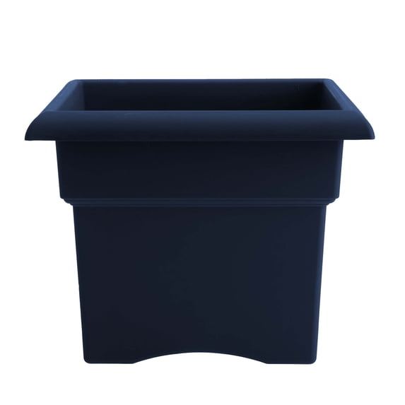 Bloem Veranda 14" Square Box Plastic Planter - UV-Resistant, Indoor/Outdoor, Navy